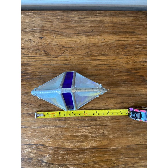 Stained Glass Cobalt Hexahedron Suncatcher // Stained Glass Ornament - Picture 5 of 6